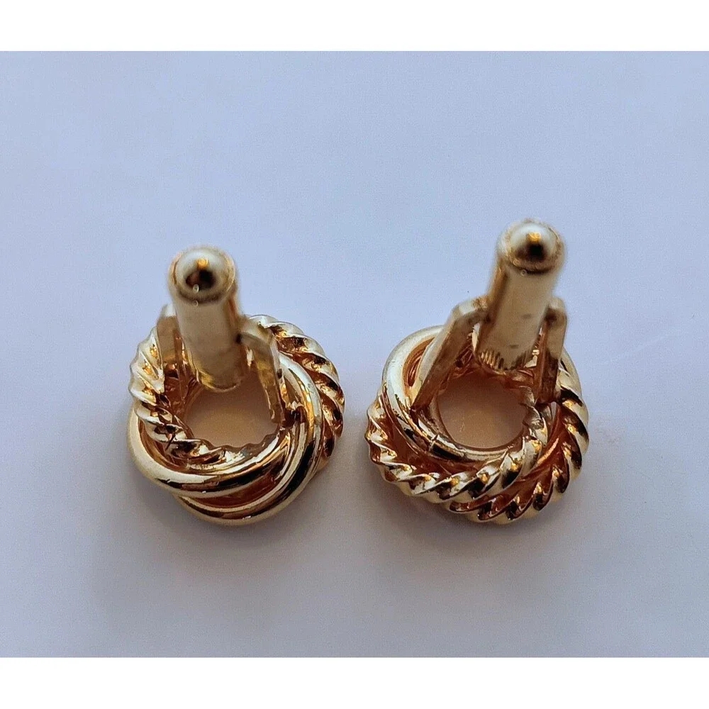 Vintage Goldtone Twisted Rope Knot Cufflinks 5/8 in